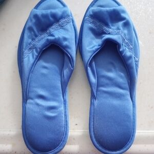 Vintage Vanity Fair Blue Fabric Slip-On Slippers